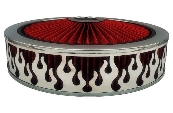 Blingz Beauty Bandz Red and Chrome Air Filter Assembly , Flames