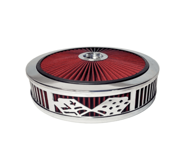 Blingz Beauty Bandz Red and Chrome Air Filter Assembly , Checkered Flag