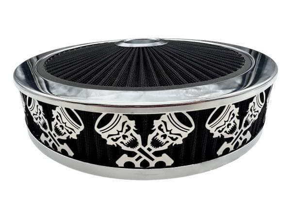 Blingz Beauty Bandz Black And Chrome Air Filter Assembly , Skullz and Rods