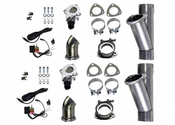 Granatelli Motor Sports Dual Electronic Exhaust Cutout Kit 303522D - Mild Steel Slip-Fit - 2.25" inches