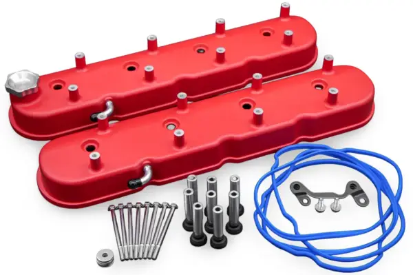 Granatelli Motor Sports LS Tall Valve Cover Red Wrinkle Finish, 4.8, 5.3, 5.7, 6.0, 6.2, 7.0L, Pair